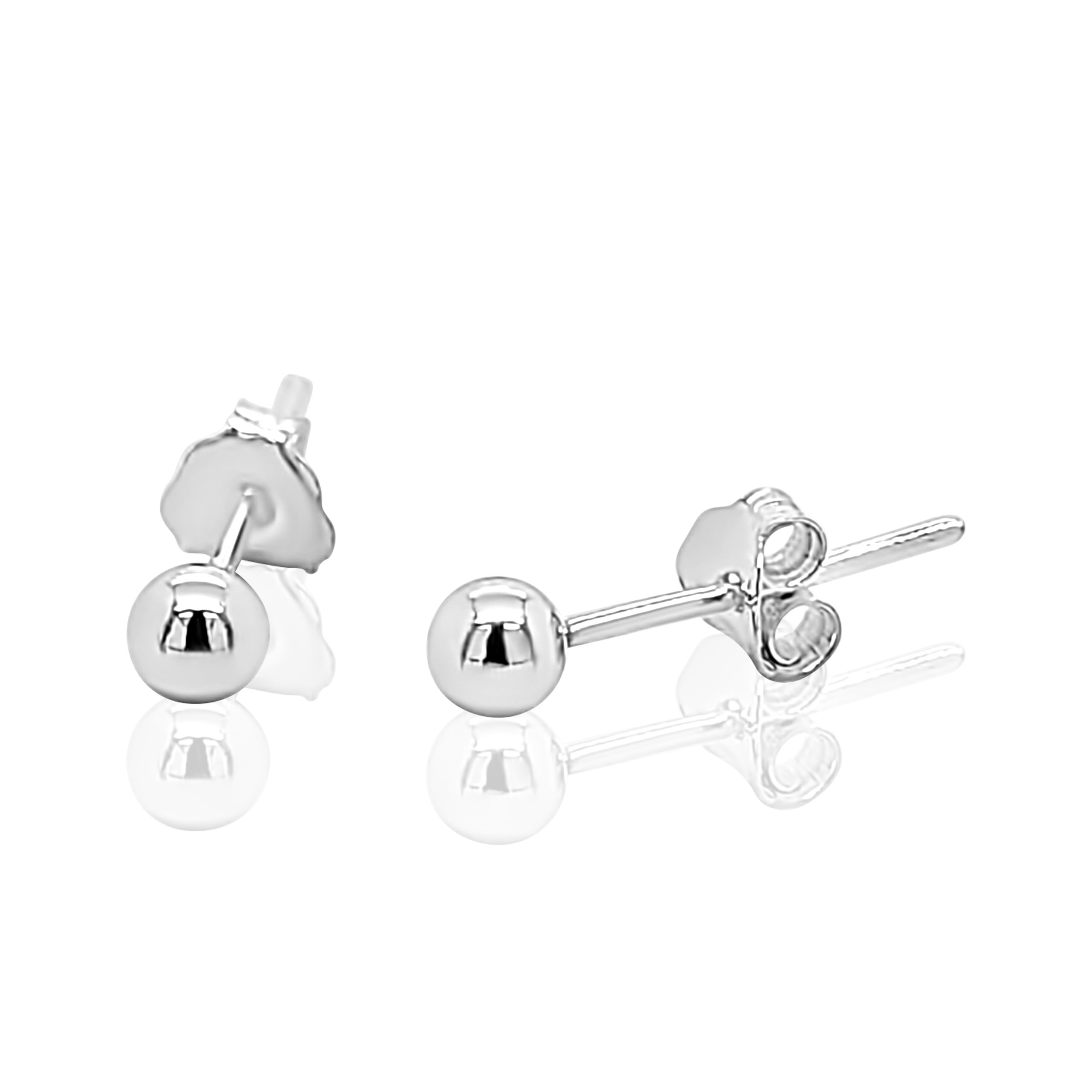 Sterling Silver 3.5mm Round Ball Stud Earrings STERLING SILVER EARRINGS 