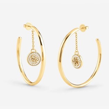 Guess 4G Coin Gold Tone Hoop Earrings - UBE02133JWYG GUESS JEWELLERY 