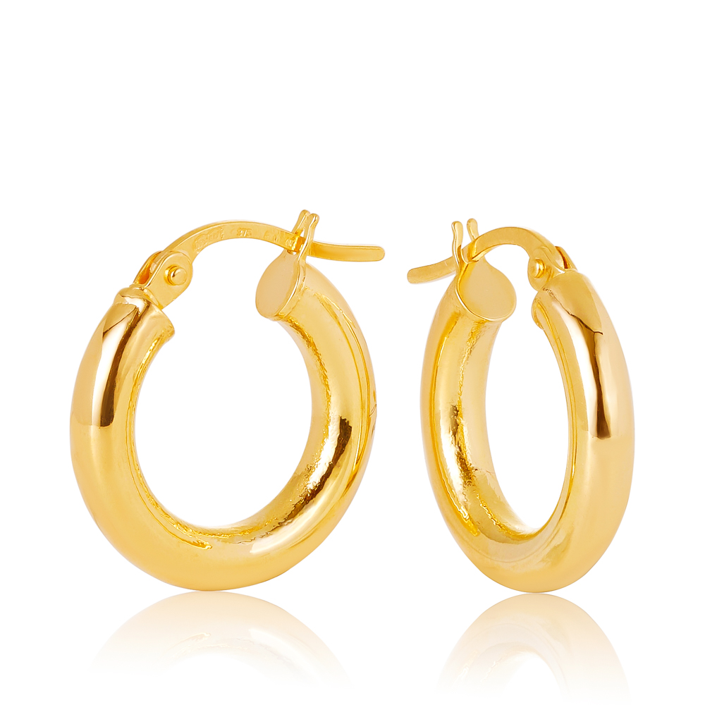 9ct Yellow Gold Aosta 3mm Plain Tube, 10mm Diameter Hoop Earrings Gold Earrings 