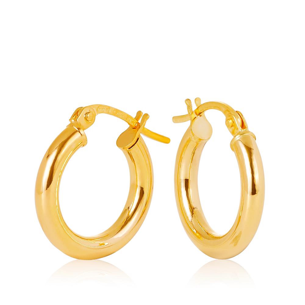 9ct Yellow Gold Celestine Plain 2.5mm Round Tube 10mm Diameter Hoop Earrings Gold Earrings 
