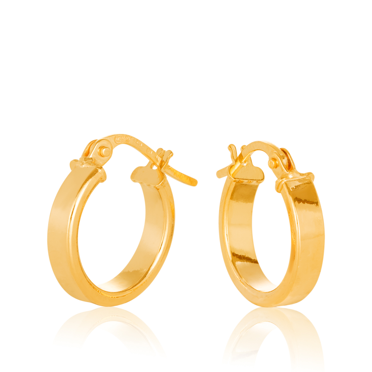 9ct Yellow Gold 3mm Wide Plain High Polished Square Edge 10mm Diameter Hoop Earrings Gold Earrings 
