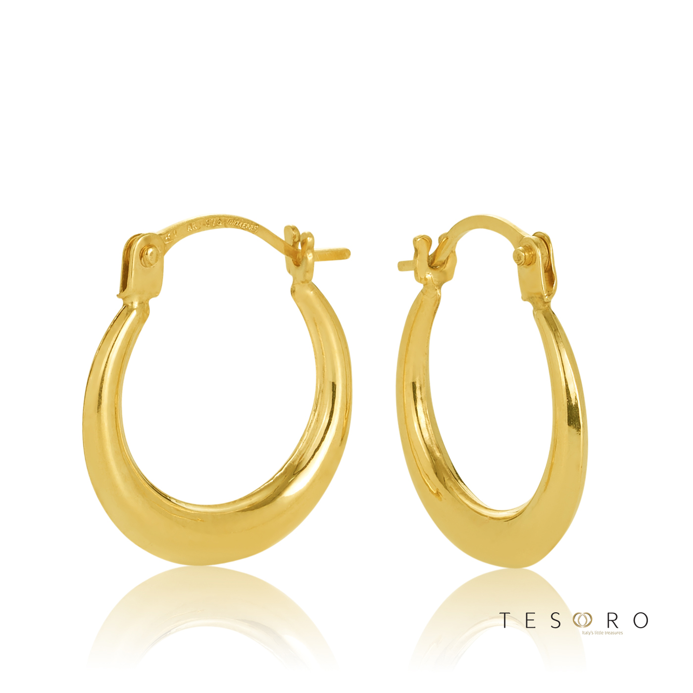 9ct Yellow Gold Cava 10mm Diameter Progressive Hoop Earrings Gold Earrings 