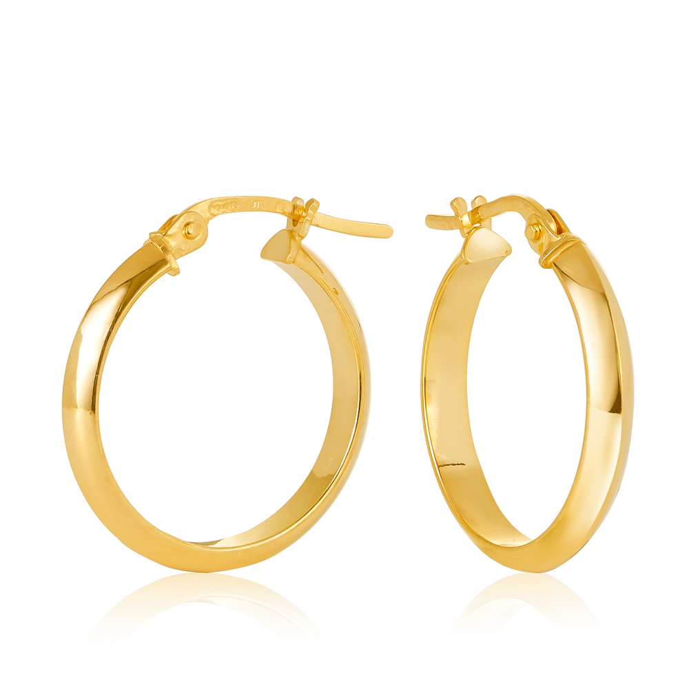 9ct Yellow Gold Knife Edge Gold 15mm Hoop Earrings Gold Earrings 