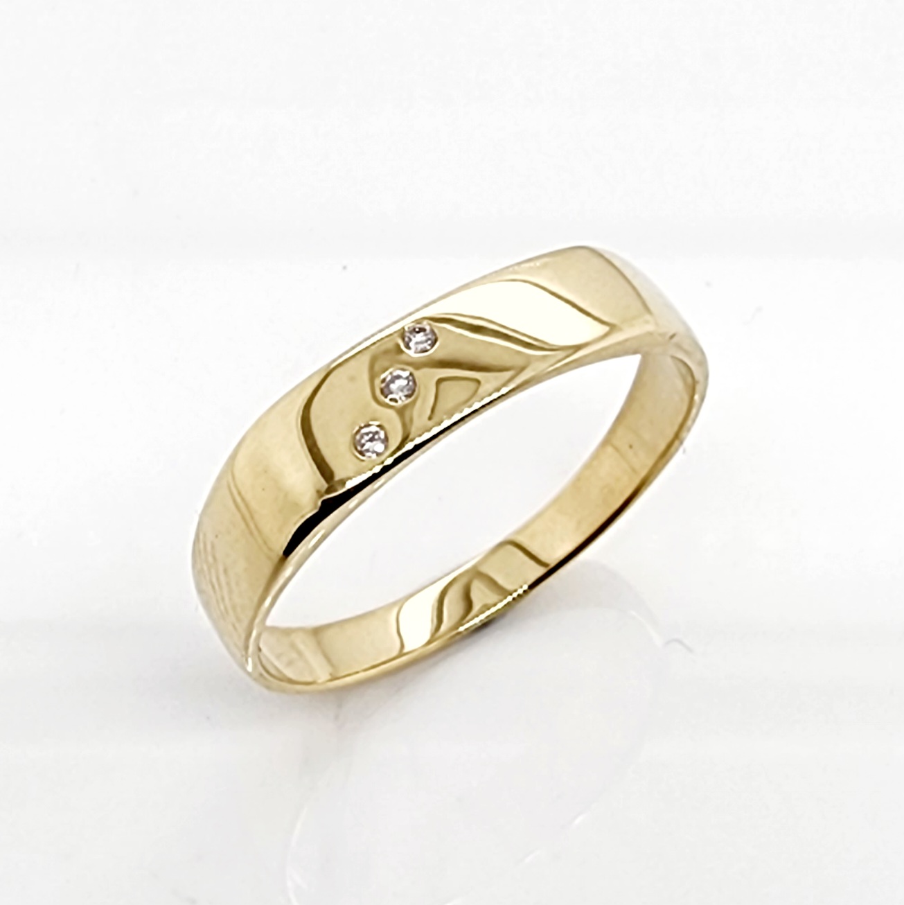 9ct Yellow Gold Gents Wedding / Dress Diamond Set Ring Gold Rings, Men's Gold Rings 