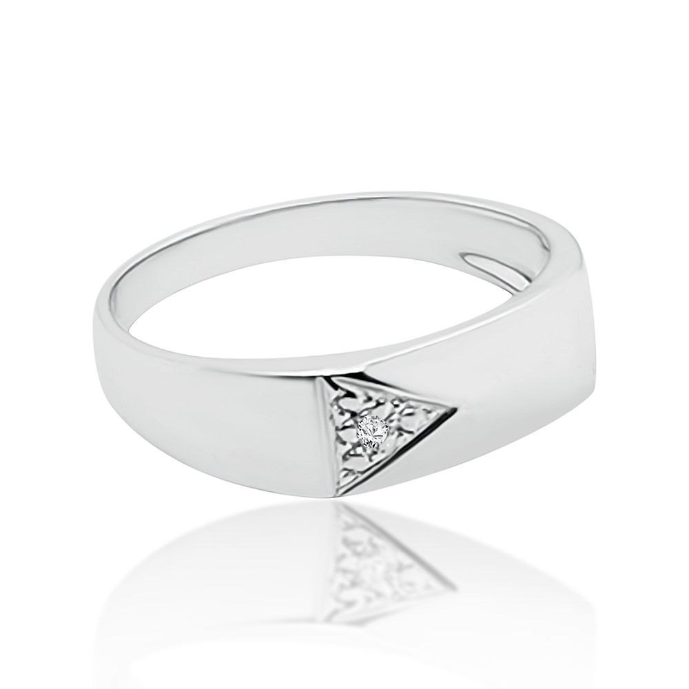 Sterling Silver Mens Wedding / Signet Ring with Cubic Zirconia Setting SKU-D6600 - S/S Sterling Silver Rings Sterling Silver Mens Wedding / Signet Ring with Cubic Zirconia Setting SKU-D6600 - S/S Sterling Silver Rings