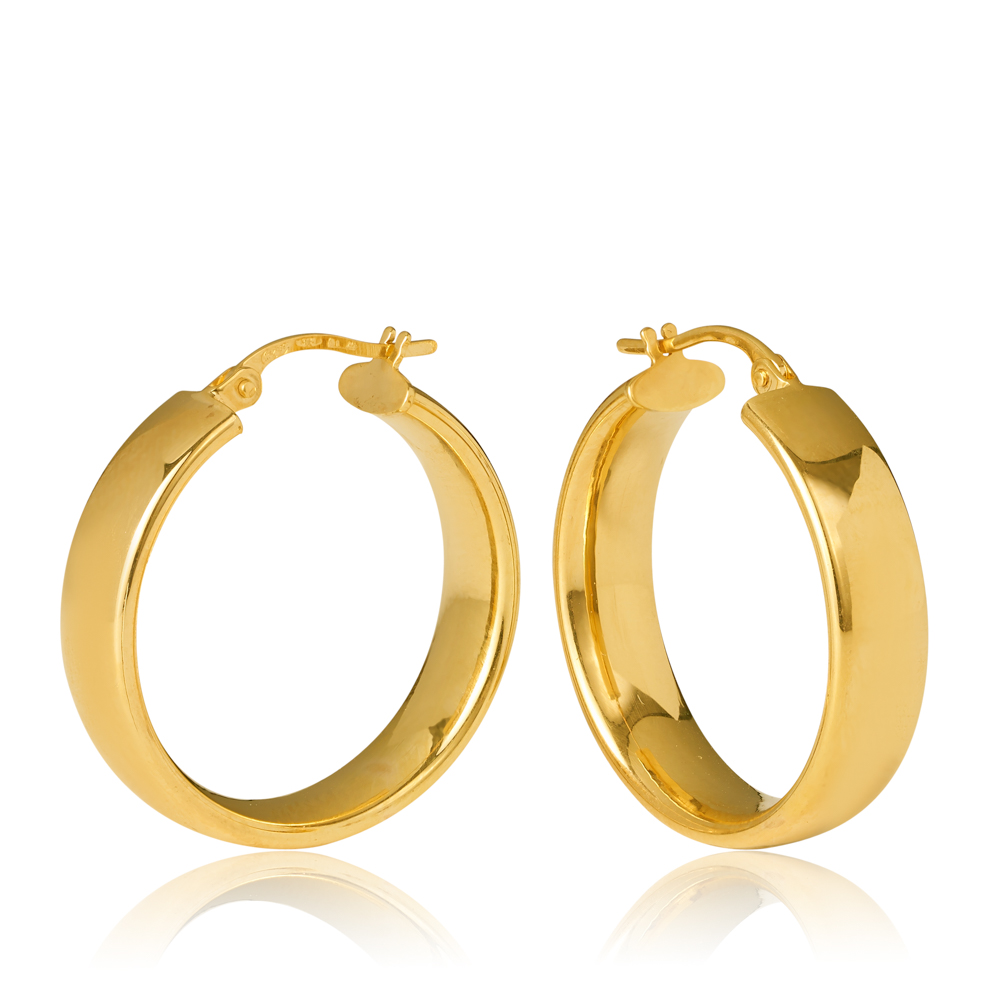 9ct Yellow Gold Parini 5.8mm Flat Width, 20mm Diameter Hoop Earrings Gold Earrings 