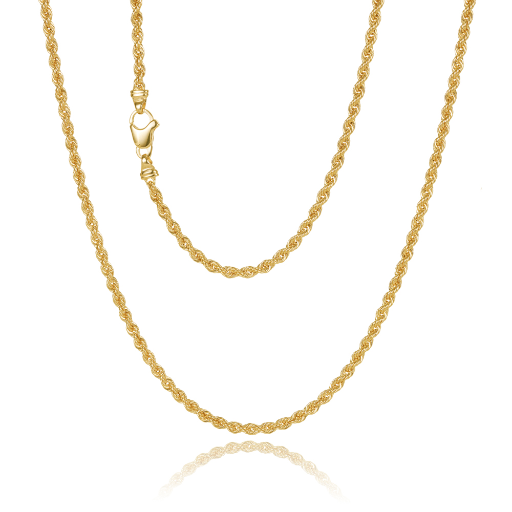 9ct Yellow Gold Classic Hollow 2.7mm Rope Chain 45cm Long Gold Chain 