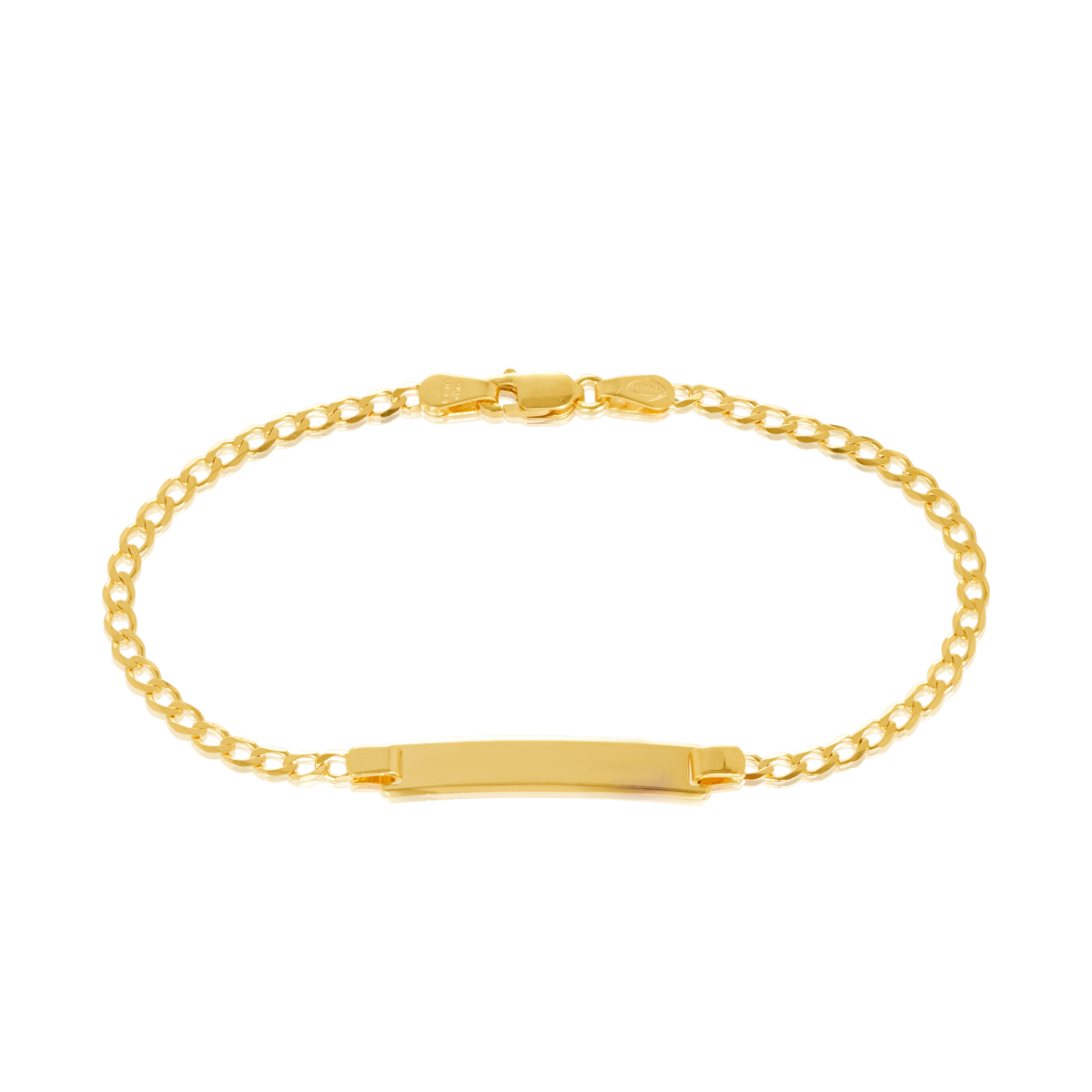 9ct Yellow Gold Diamond Cut Elongated Curb Link Kids ID Bracelet 16cm Long Gold Chain 