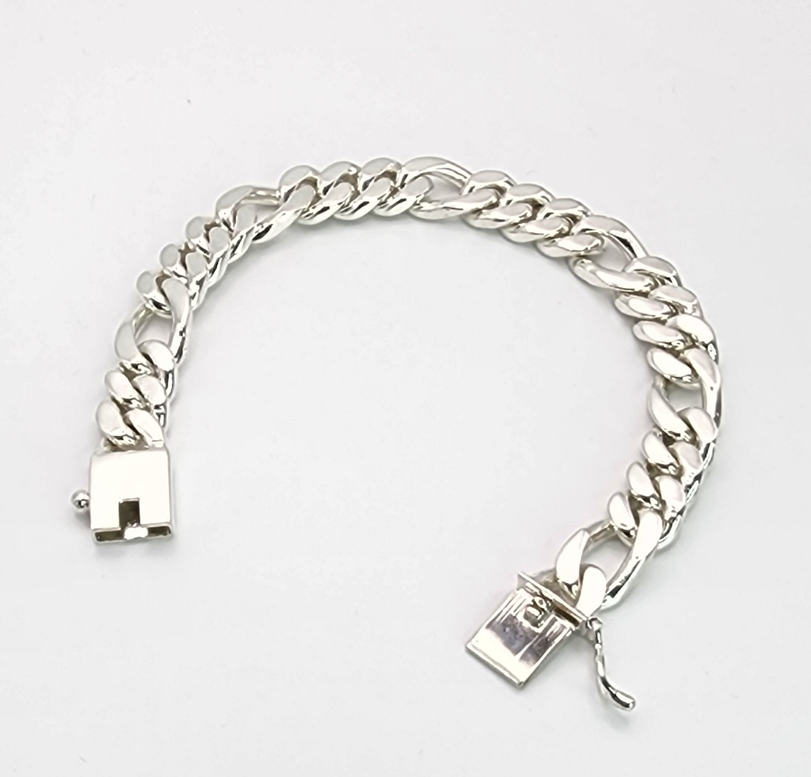 Sterling Silver Big 22cm Heavy Figaro Bracelet Sterling Silver Bracelets 