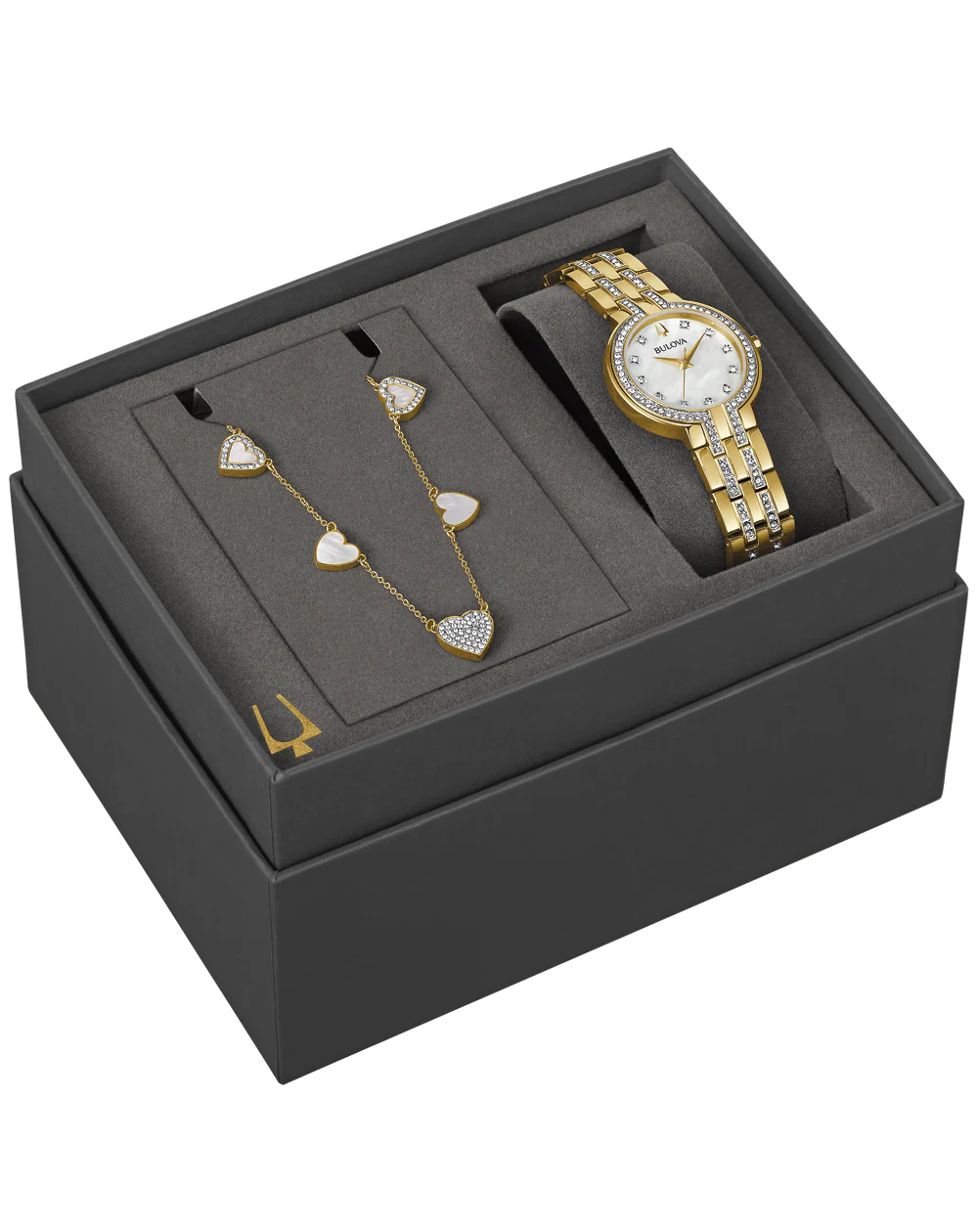 Bulova Crystal Collection Women's Watch & Necklace Gift Set - 98X138 bulova 