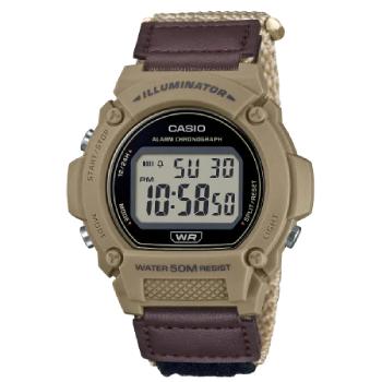Casio Gents Digital Brown Velcro-Fastening Band 50M WR Watch - W219HB-5A CASIO