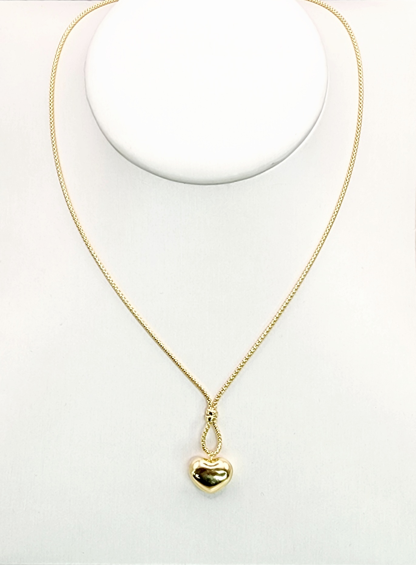 9ct Yellow Gold Lariat Style Necklace with Hanging Heart 42cm Long Gold Pendants 