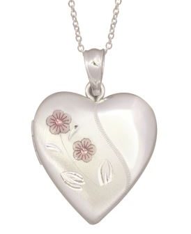 Sterling Silver Engraved Flower Heart Locket 20mm x 20mm Sterling Silver Pendants 