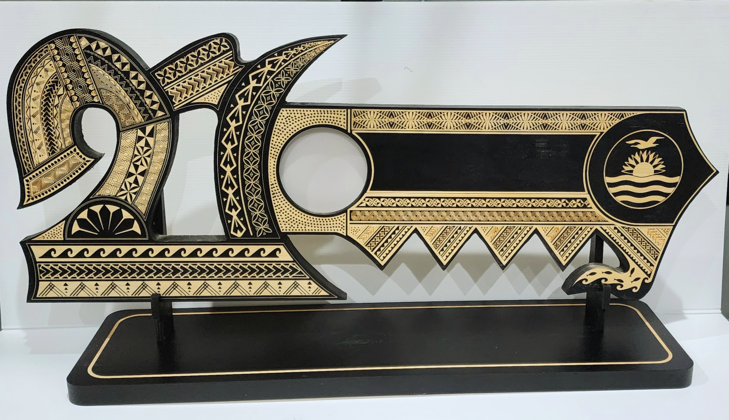 21st Wooden Key Black Shade Island Design On Stand With Kiribati Flag 21st Keys 