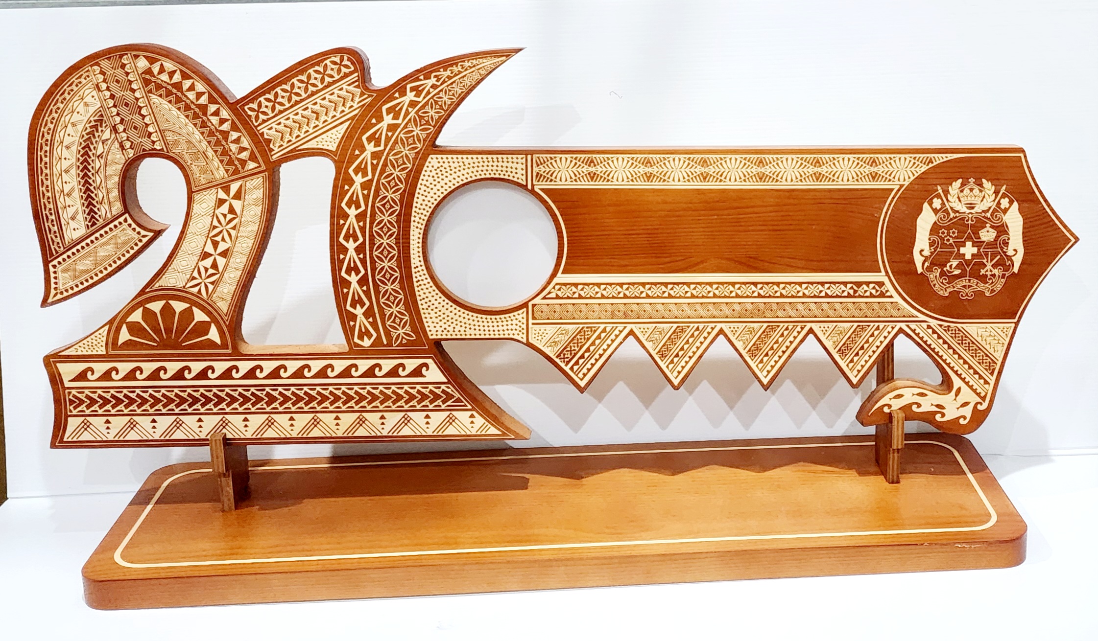 21st Wooden Key Brown Shade Island Design On Stand With Tongan Sila 21st Keys 