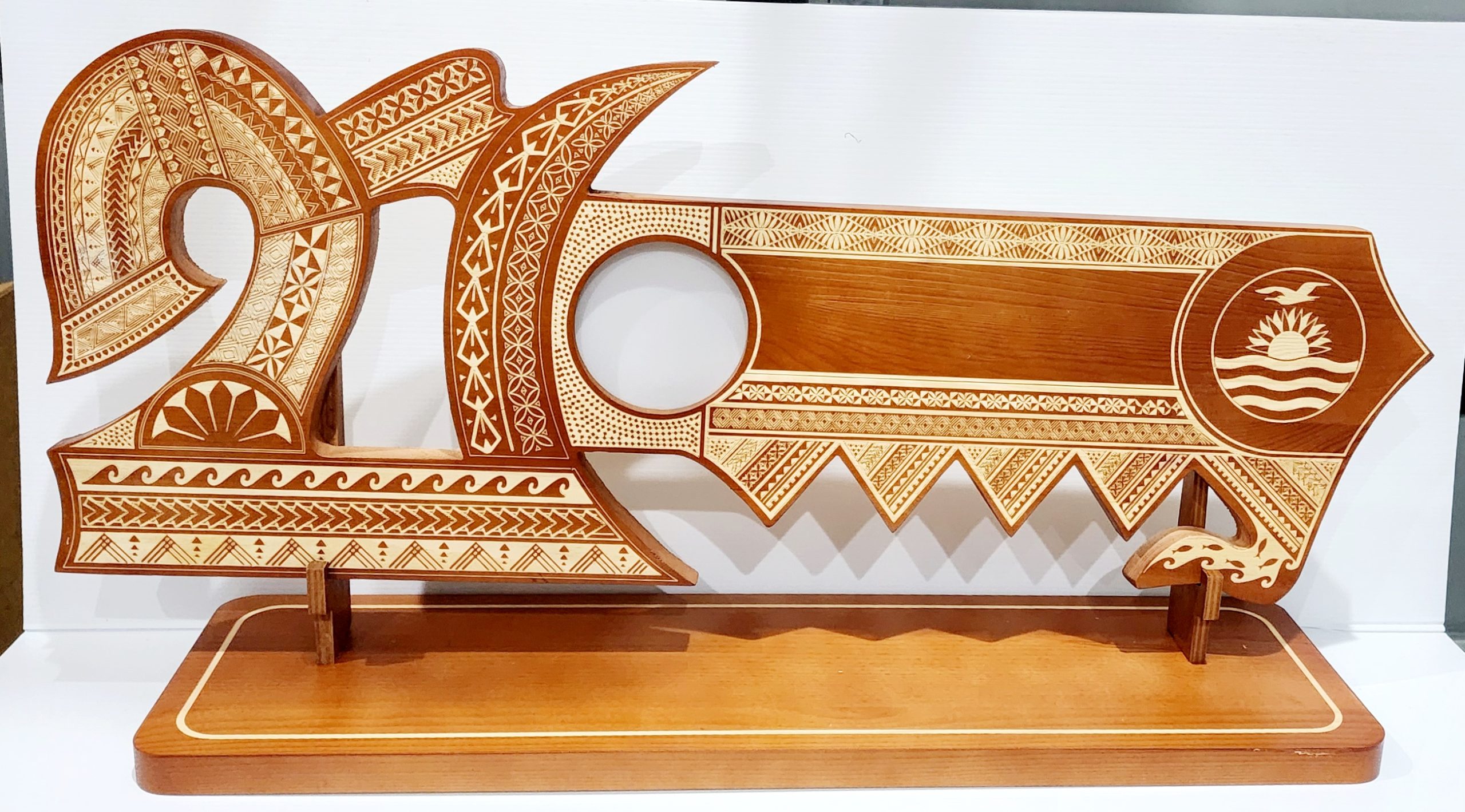 21st Wooden Key Brown Shade Island Design On Stand With Kiribati Flag 21st Keys 