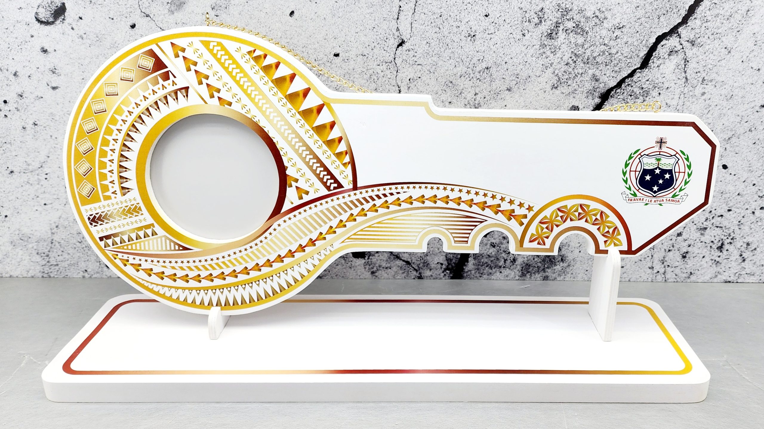 Island Design Golden Red Theme Colour UV Printed Birthday Key with Coloured Samoan Sila with Matching Colour Stand 21st Keys Island Design Golden Red Theme Colour UV Printed Birthday Key with Coloured Samoan Sila with Matching Colour Stand 21st Keys