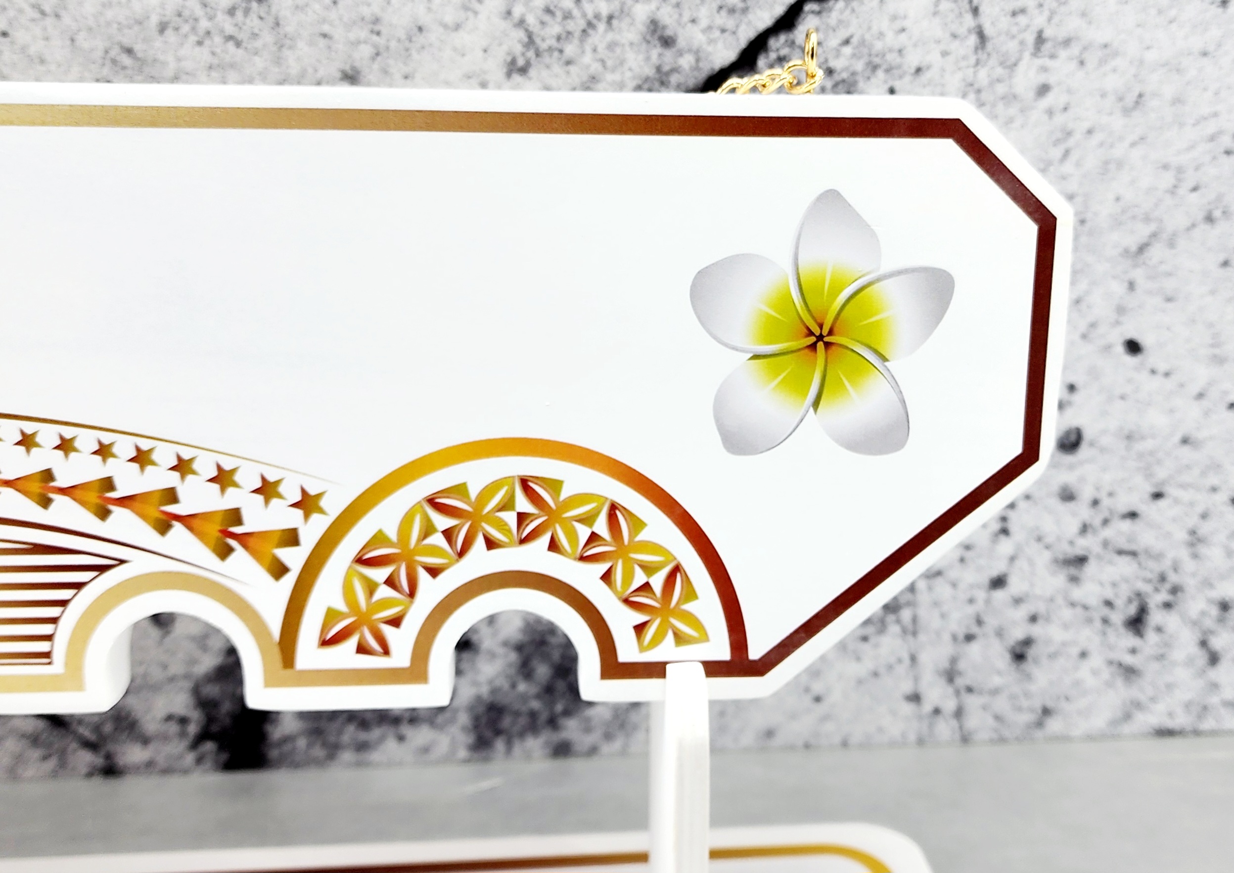 Island Design Golden Red Theme Colour UV Printed Birthday Key with White Frangipani Flower and Matching Colour Stand 21st Keys Island Design Golden Red Theme Colour UV Printed Birthday Key with White Frangipani Flower and Matching Colour Stand 21st Keys