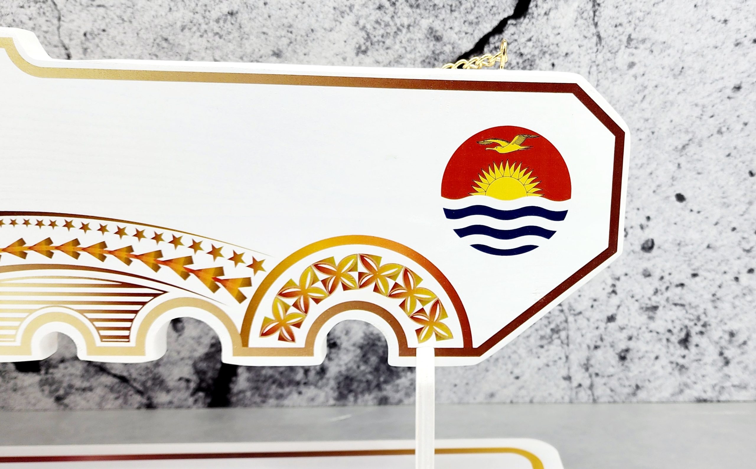 Island Design Golden Red Theme Colour UV Printed Birthday Key with Coloured Kiribati Flag and Matching Colour Stand 21st Keys Island Design Golden Red Theme Colour UV Printed Birthday Key with Coloured Kiribati Flag and Matching Colour Stand 21st Keys