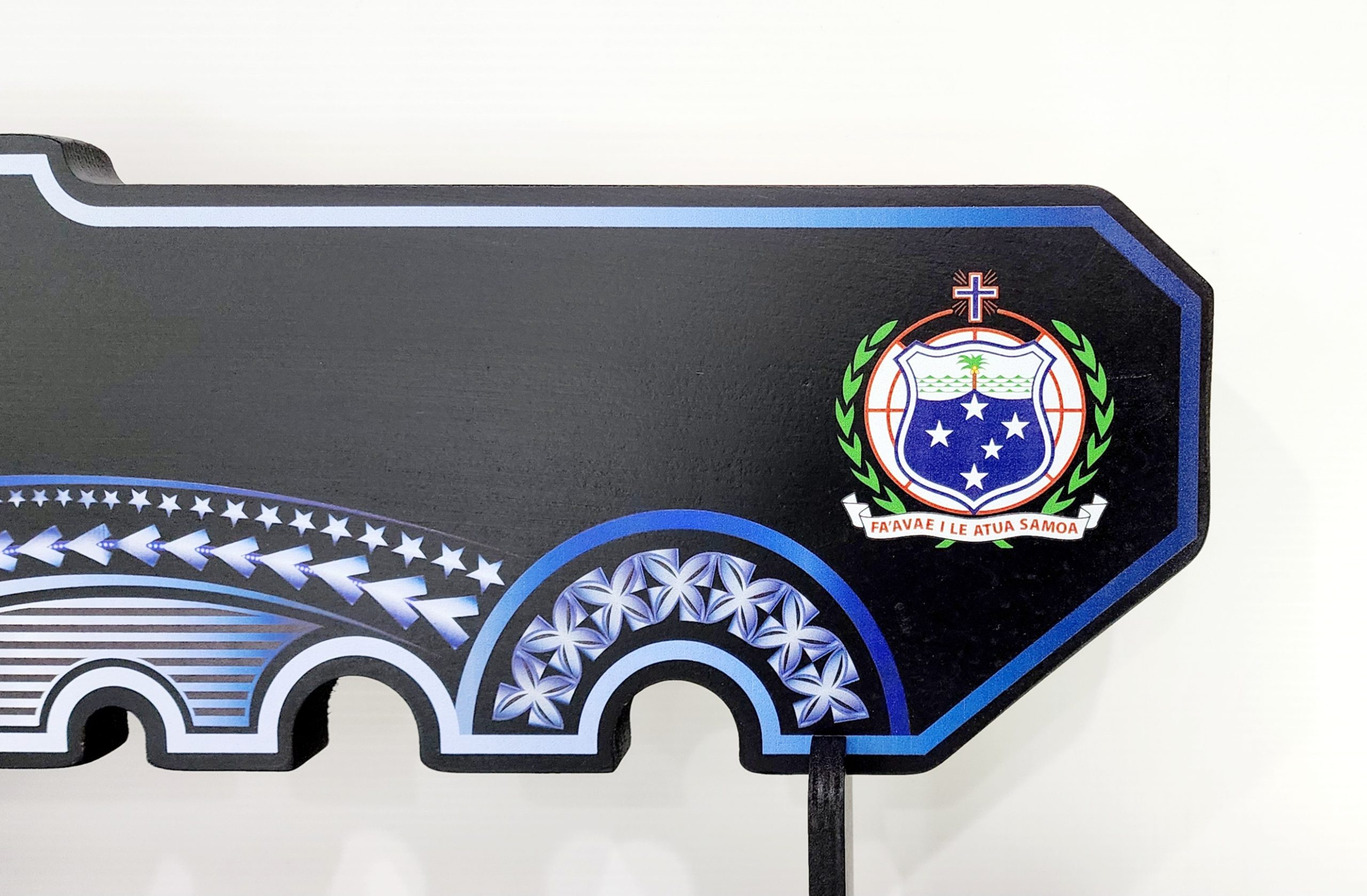 Island Design White & Blue Theme Colour UV Printed Birthday Key with Coloured Samoan Sila with Matching Colour Stand 21st Keys Island Design White & Blue Theme Colour UV Printed Birthday Key with Coloured Samoan Sila with Matching Colour Stand 21st Keys