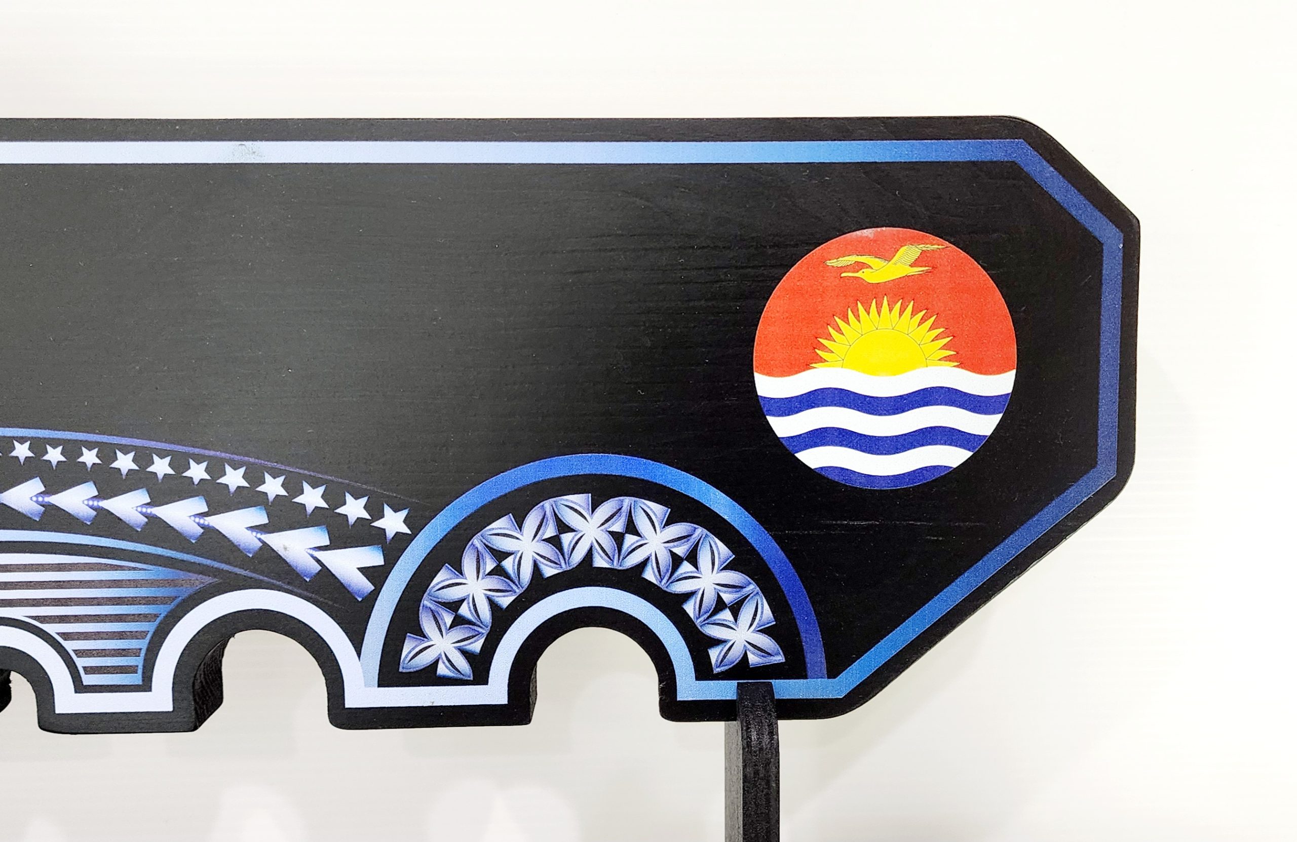 Island Design White & Blue Theme Colour UV Printed Birthday Key with Coloured Kiribati Flag and Matching Colour Stand 21st Keys Island Design White & Blue Theme Colour UV Printed Birthday Key with Coloured Kiribati Flag and Matching Colour Stand 21st Keys