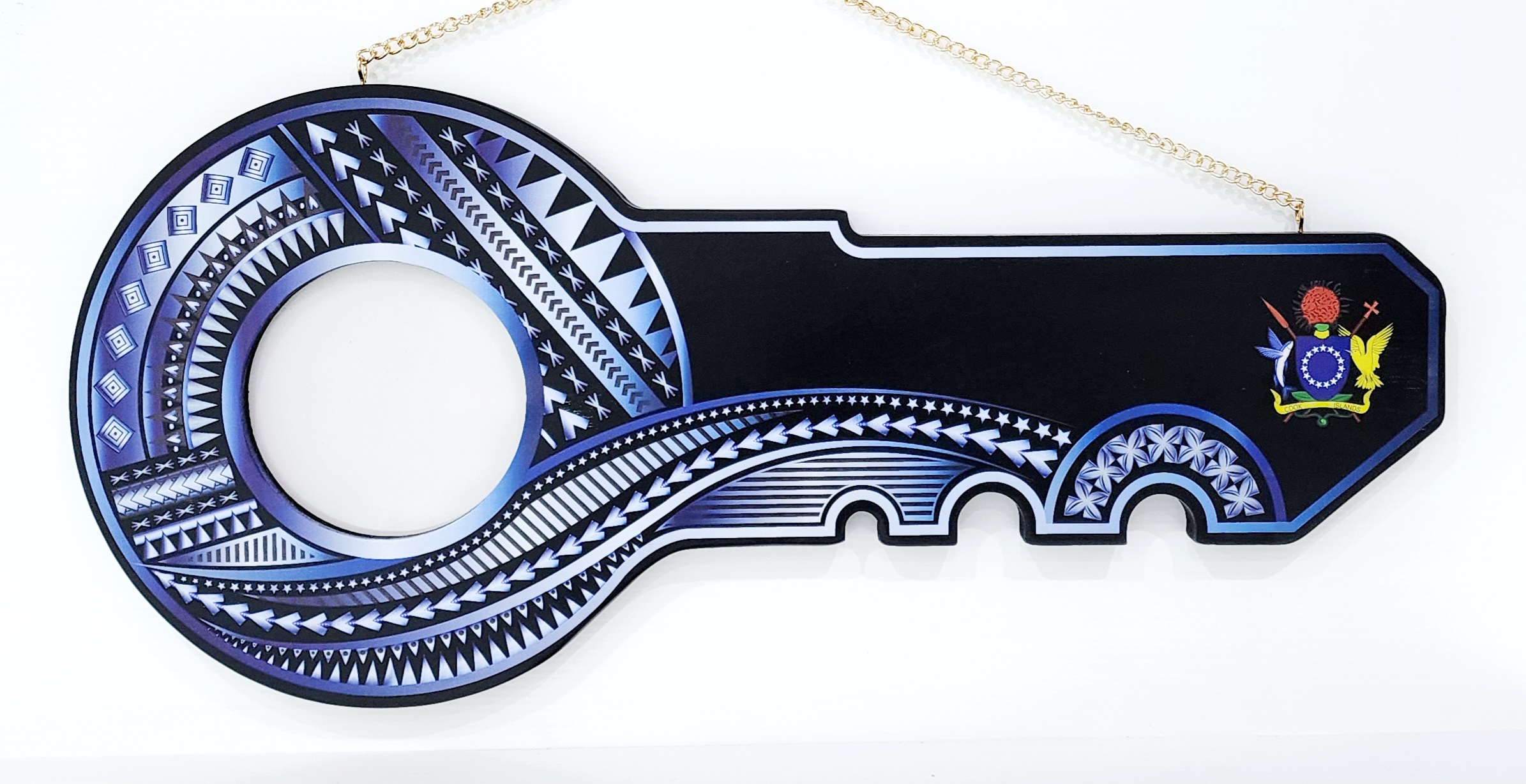 Island Design White & Blue Theme Colour UV Printed Birthday Key with Coat of Arms of Cook Island 21st Keys Island Design White & Blue Theme Colour UV Printed Birthday Key with Coat of Arms of Cook Island 21st Keys