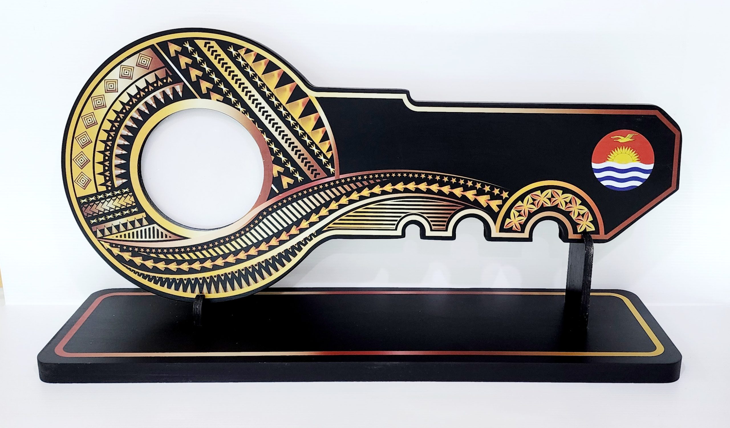 Island Design Golden Red Theme Colour UV Printed Birthday Key with Coloured Kiribati Flag and Matching Colour Stand 21st Keys Island Design Golden Red Theme Colour UV Printed Birthday Key with Coloured Kiribati Flag and Matching Colour Stand 21st Keys