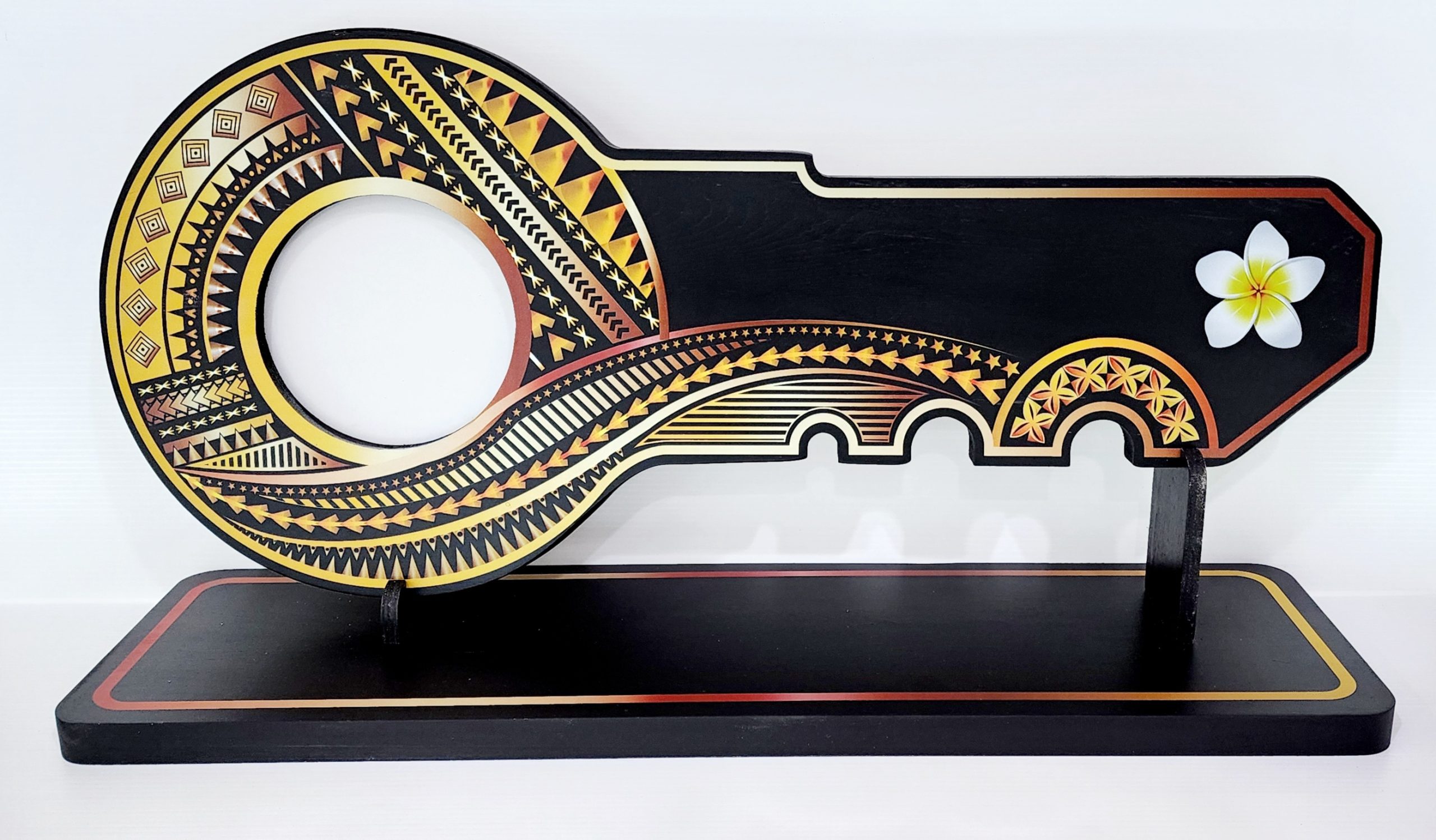 Island Design Golden Red Theme Colour UV Printed Birthday Key with White Frangipani Flower and Matching Colour Stand 21st Keys Island Design Golden Red Theme Colour UV Printed Birthday Key with White Frangipani Flower and Matching Colour Stand 21st Keys