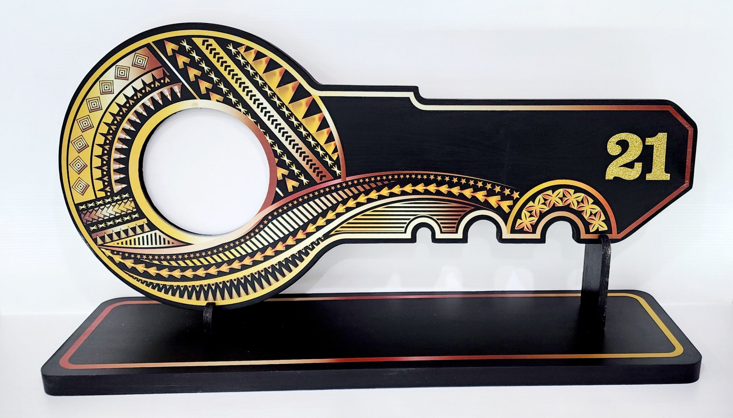 Island Design Golden Red Theme Colour UV Printed Birthday Key with Golden Glitter Look ?21? and Matching Colour Stand 21st Keys Island Design Golden Red Theme Colour UV Printed Birthday Key with Golden Glitter Look ?21? and Matching Colour Stand 21st Keys