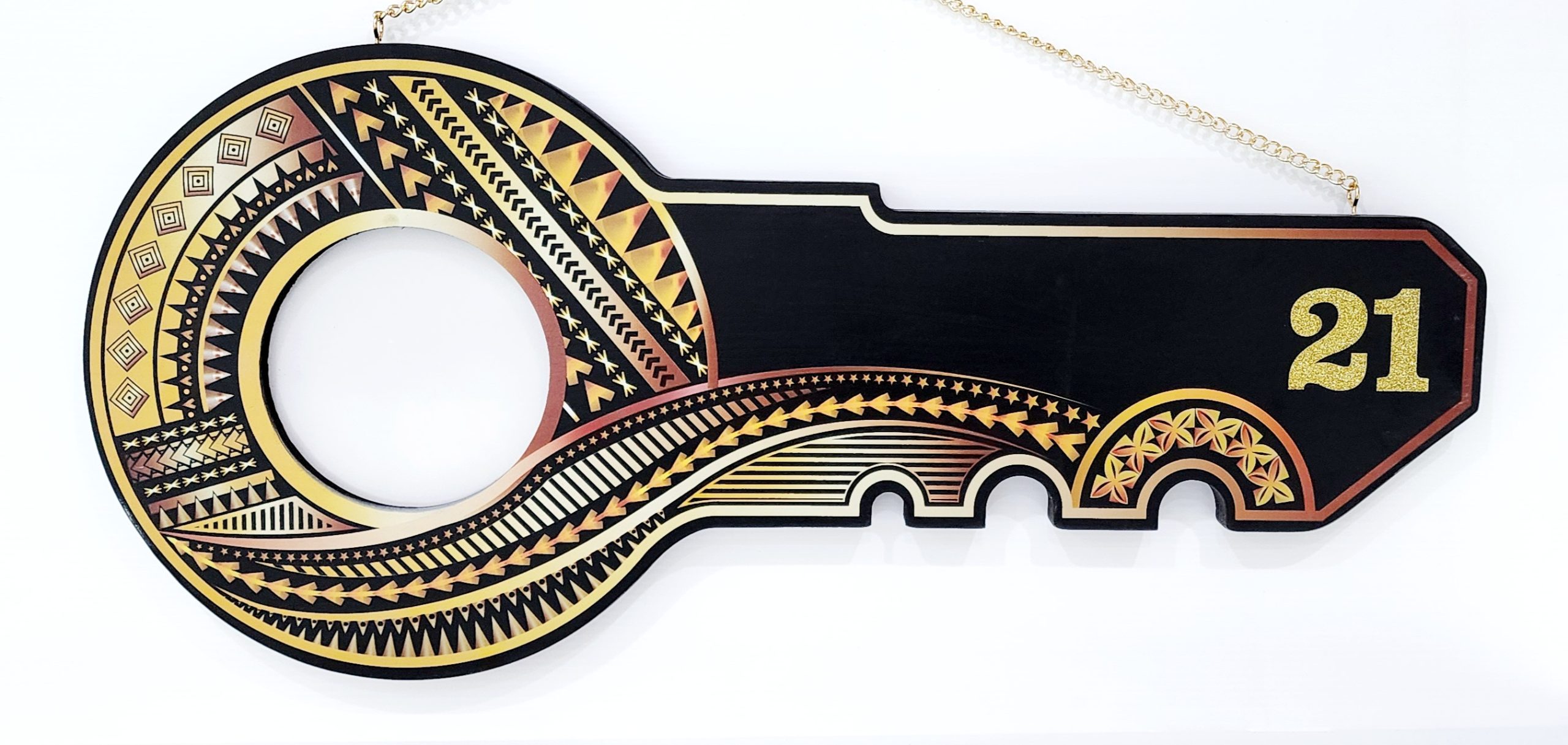 Island Design Golden Red Theme Colour UV Printed Birthday Key with Golden Glitter Look "21" 21st Keys Island Design Golden Red Theme Colour UV Printed Birthday Key with Golden Glitter Look "21" 21st Keys