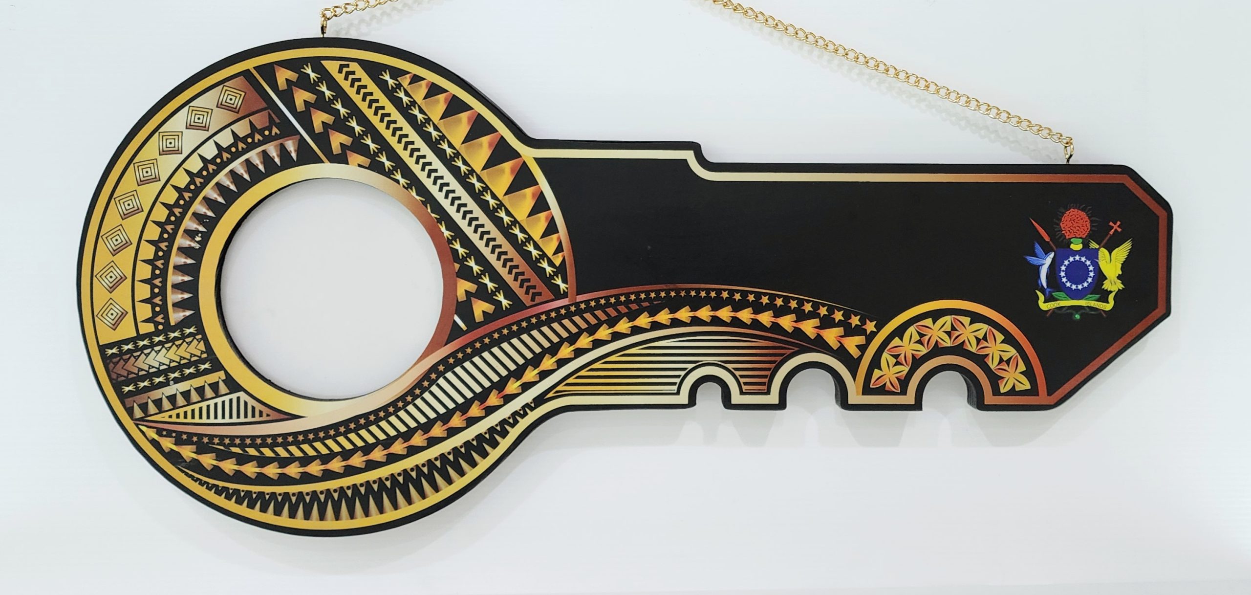 Island Design Golden Red Theme Colour UV Printed Birthday Key with Coat of Arms of Cook Island 21st Keys Island Design Golden Red Theme Colour UV Printed Birthday Key with Coat of Arms of Cook Island 21st Keys