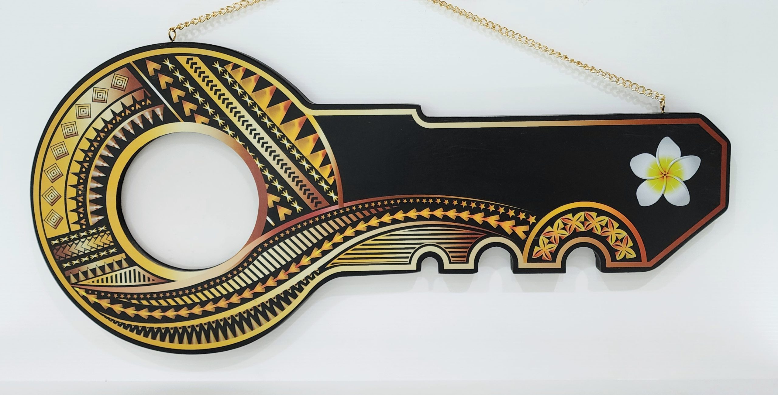 Island Design Golden Red Theme Colour UV Printed Birthday Key with White Frangipani Flower 21st Keys Island Design Golden Red Theme Colour UV Printed Birthday Key with White Frangipani Flower 21st Keys