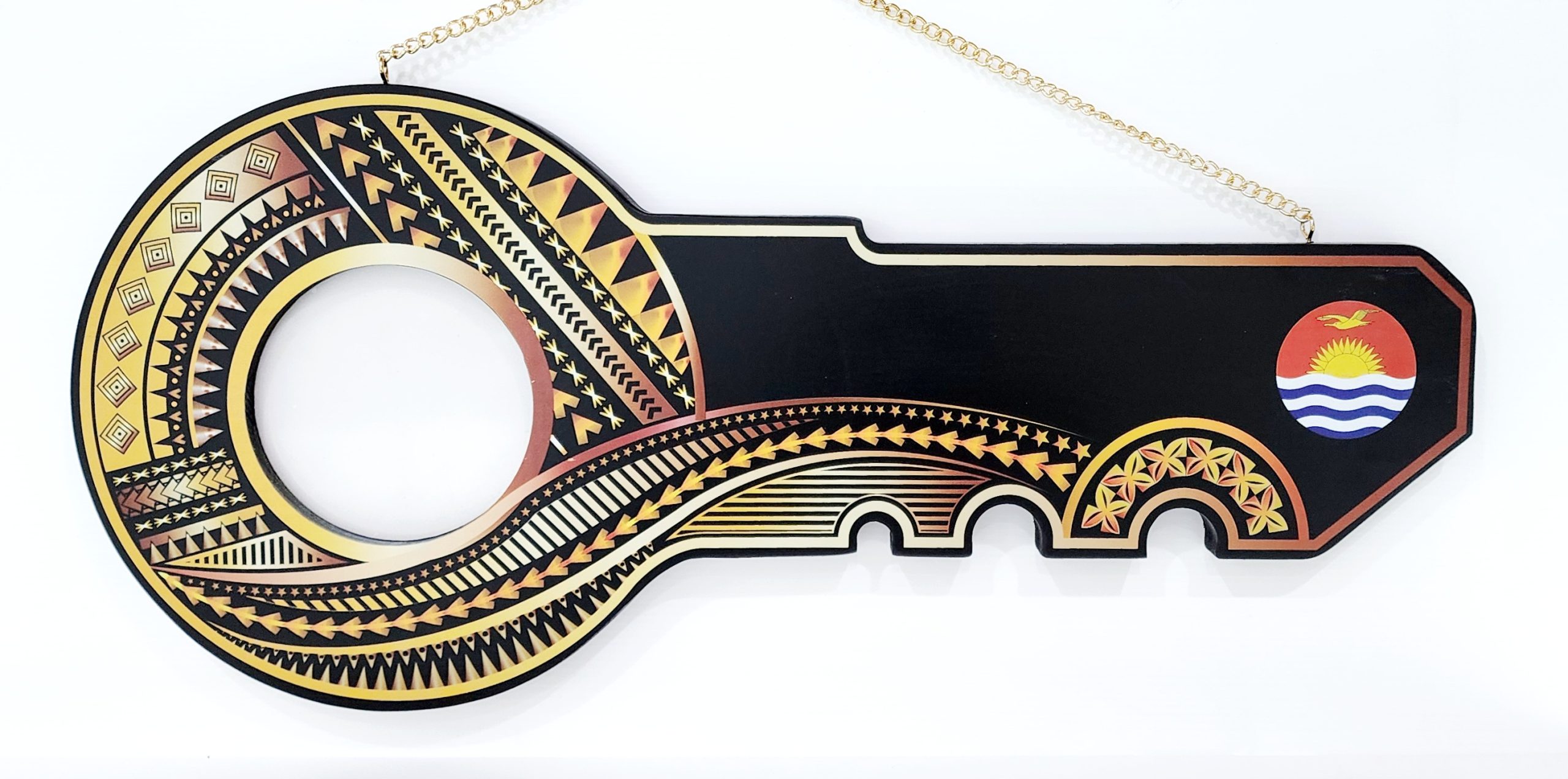 Island Design Golden Red Theme Colour UV Printed Birthday Key with Coloured Kiribati Flag 21st Keys Island Design Golden Red Theme Colour UV Printed Birthday Key with Coloured Kiribati Flag 21st Keys