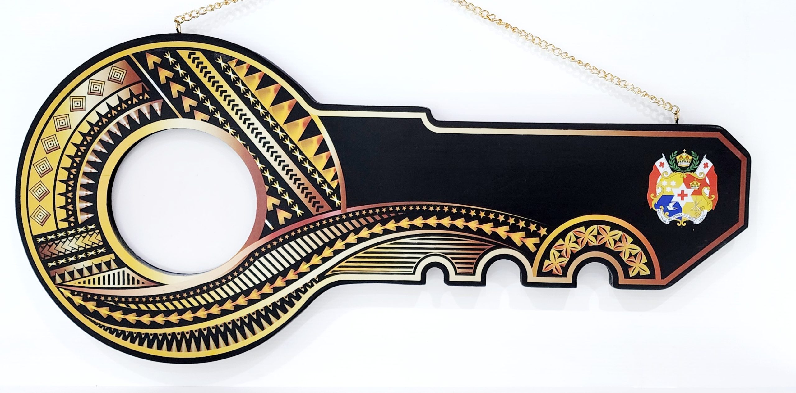 Island Design Golden Red Theme Colour UV Printed Birthday Key with Coloured Tongan Sila 21st Keys Island Design Golden Red Theme Colour UV Printed Birthday Key with Coloured Tongan Sila 21st Keys