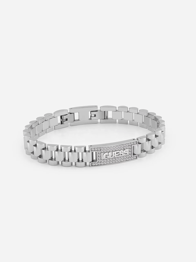 Guess Stainless Steel 10mm Guess Pave Logo Empire Chain Bracelet GUESS JEWELLERY Guess Stainless Steel 10mm Guess Pave Logo Empire Chain Bracelet GUESS JEWELLERY