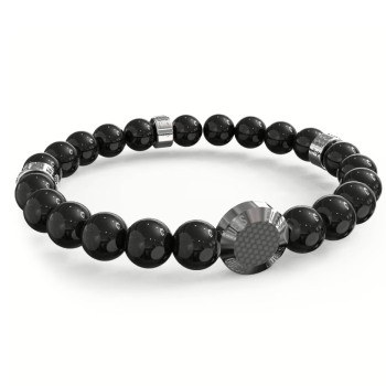 Guess Carbon Fiber Beads Bracelet Silver Tone Rings GUESS JEWELLERY 