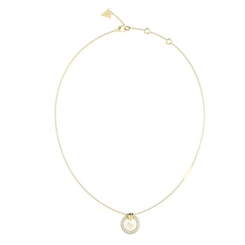 Guess Gold Tone 16"-18" 4G Logo Knot You White Crystal Necklace GUESS JEWELLERY 