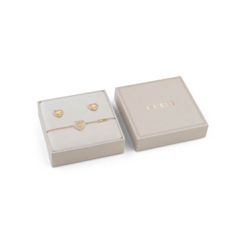 Guess Gold Tone Amami Crystal Heart Bracelet and Stud Earring Set GUESS JEWELLERY 