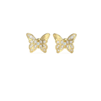 Guess Gold Tone Chrysalis 12mm Pave Butterfly Stud Earrings GUESS JEWELLERY 
