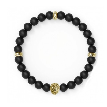 Guess Men's Black Beads & Lion Head Bracelet GUESS JEWELLERY 