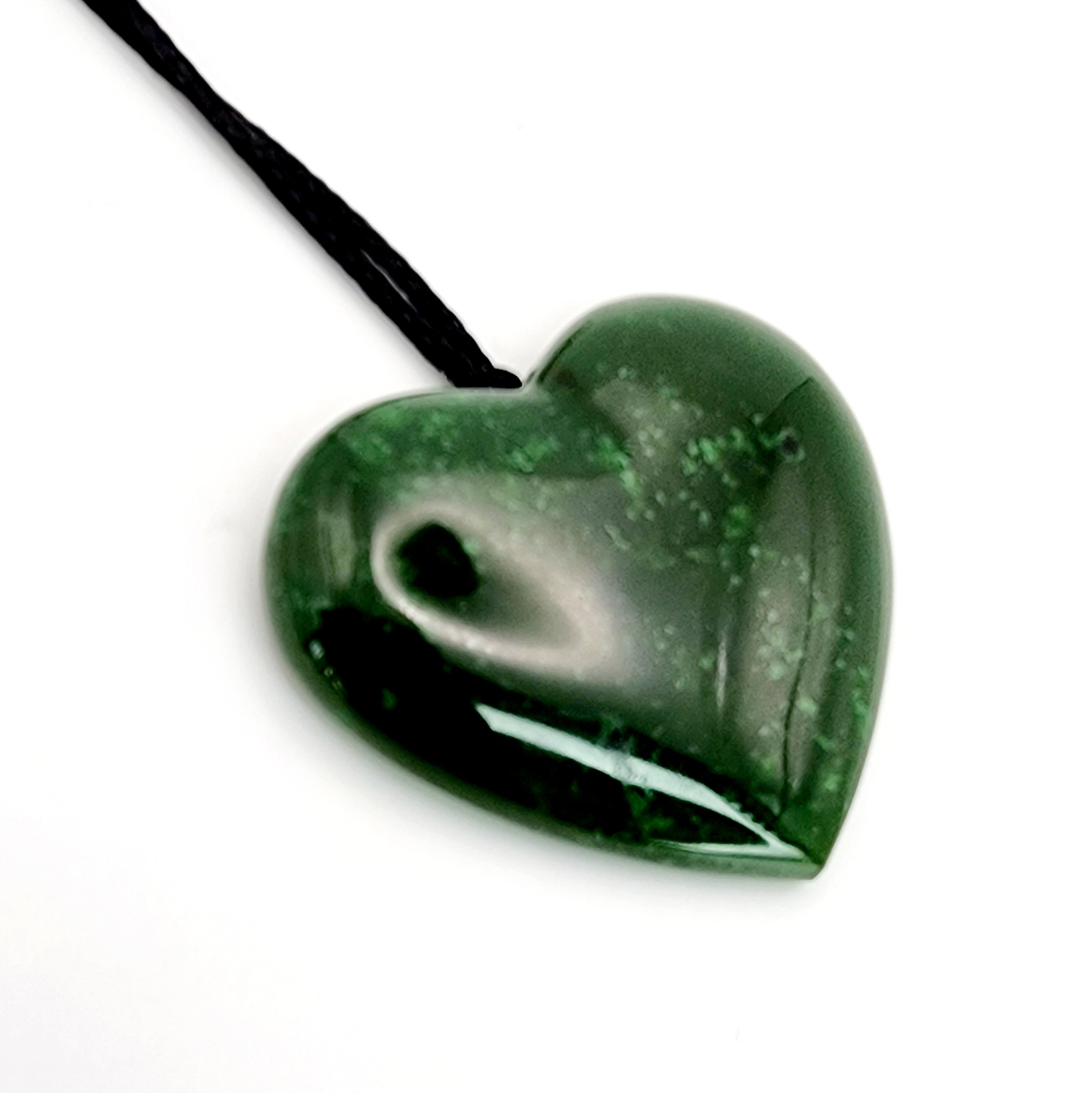 New Zealand Greenstone Polished Heart Necklace SKU-HEART DPL Greenstone?Jewellery 
