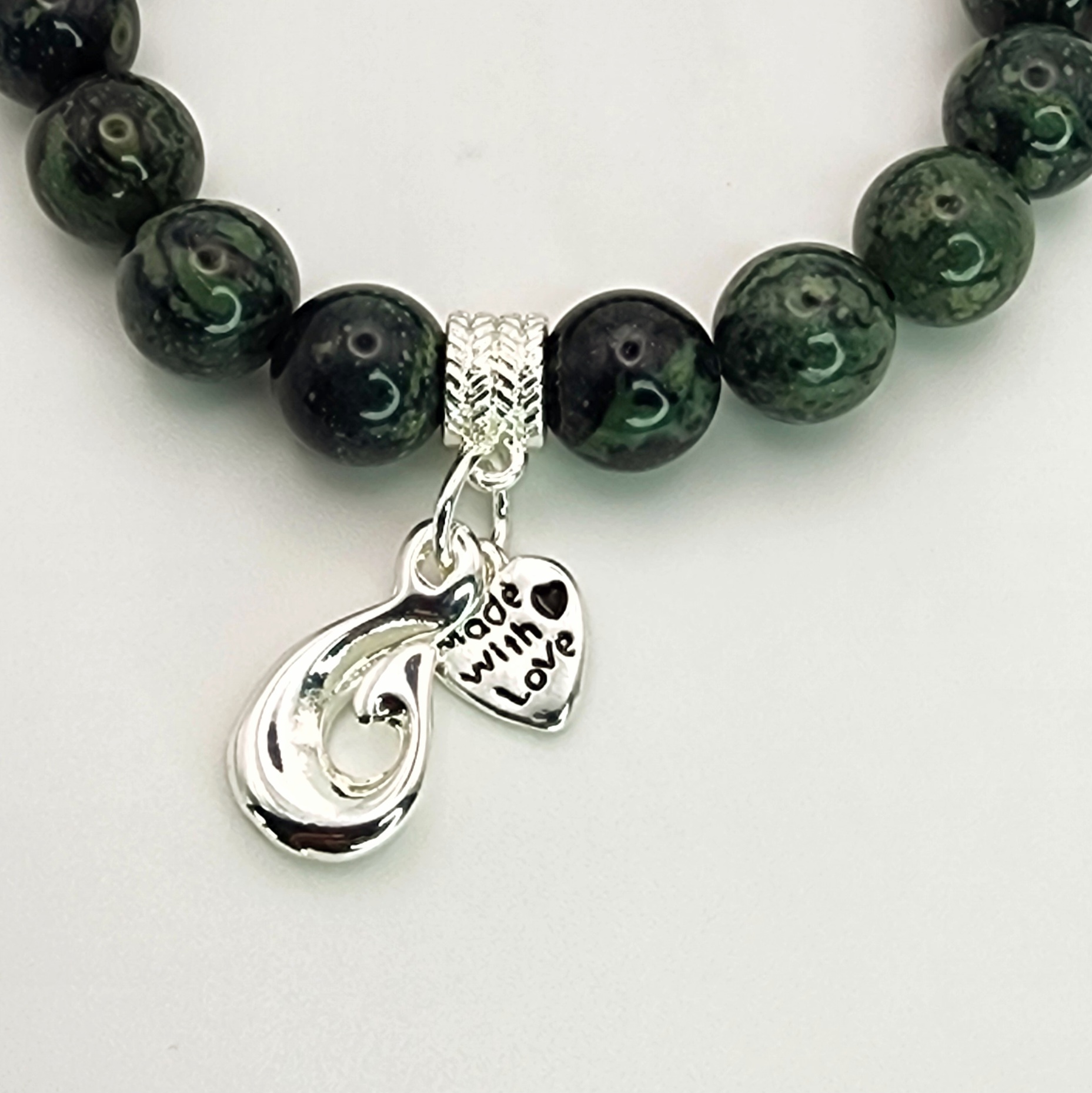 New Zealand Greenstone Pounamu Aroha Bead Bracelet with Dangle Charm SKU-NH0B1 Greenstone?Jewellery New Zealand Greenstone Pounamu Aroha Bead Bracelet with Dangle Charm SKU-NH0B1 Greenstone?Jewellery