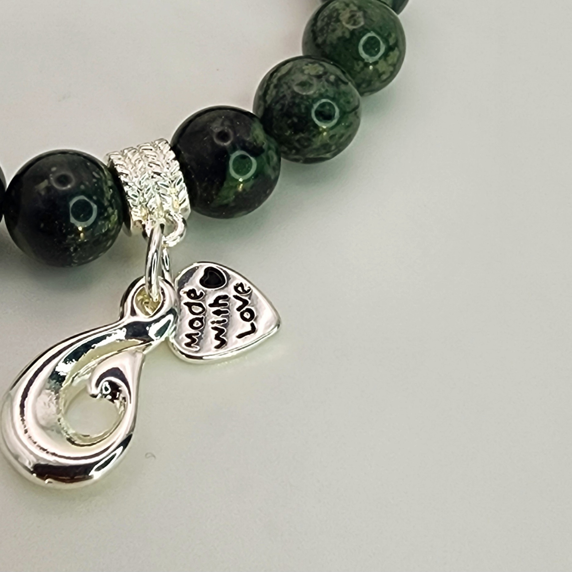 New Zealand Greenstone Pounamu Aroha Bead Bracelet with Dangle Charm SKU-NH0B1 Greenstone?Jewellery New Zealand Greenstone Pounamu Aroha Bead Bracelet with Dangle Charm SKU-NH0B1 Greenstone?Jewellery
