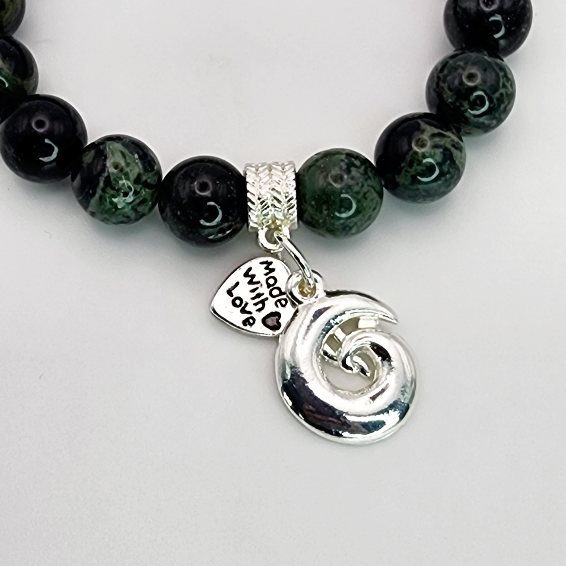 New Zealand Greenstone Pounamu Aroha Bead Bracelet with Dangle Charm SKU-NK0B1 Greenstone?Jewellery New Zealand Greenstone Pounamu Aroha Bead Bracelet with Dangle Charm SKU-NK0B1 Greenstone?Jewellery