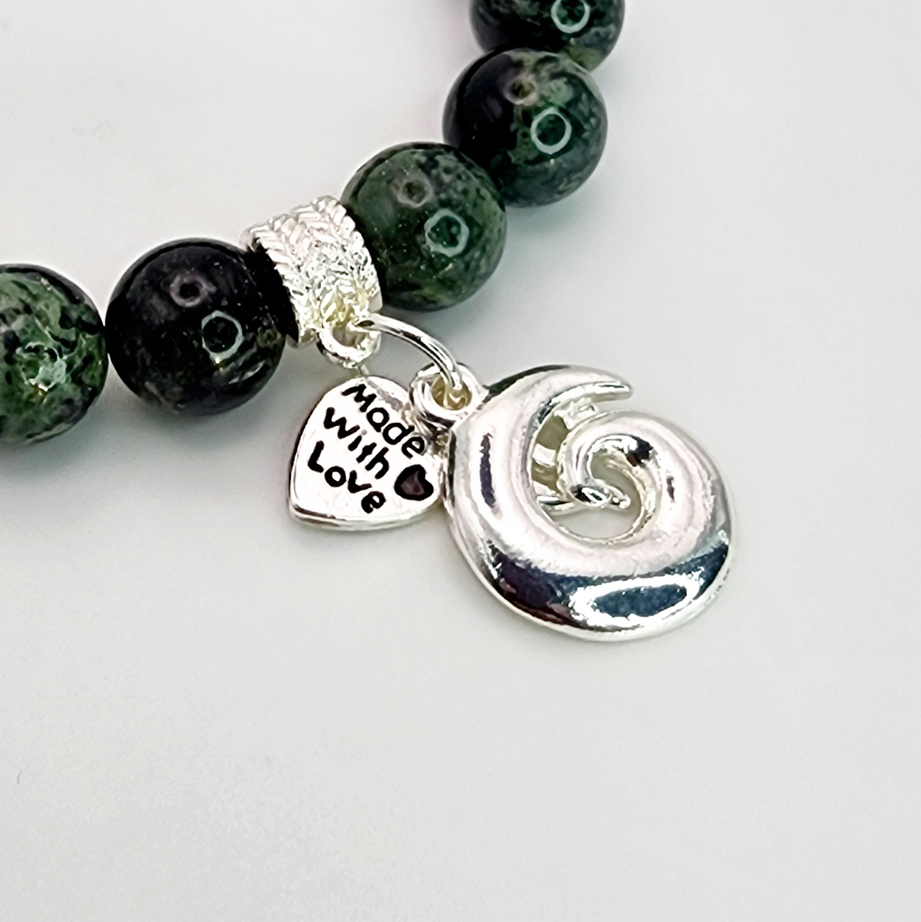 New Zealand Greenstone Pounamu Aroha Bead Bracelet with Dangle Charm SKU-NK0B1 Greenstone?Jewellery New Zealand Greenstone Pounamu Aroha Bead Bracelet with Dangle Charm SKU-NK0B1 Greenstone?Jewellery