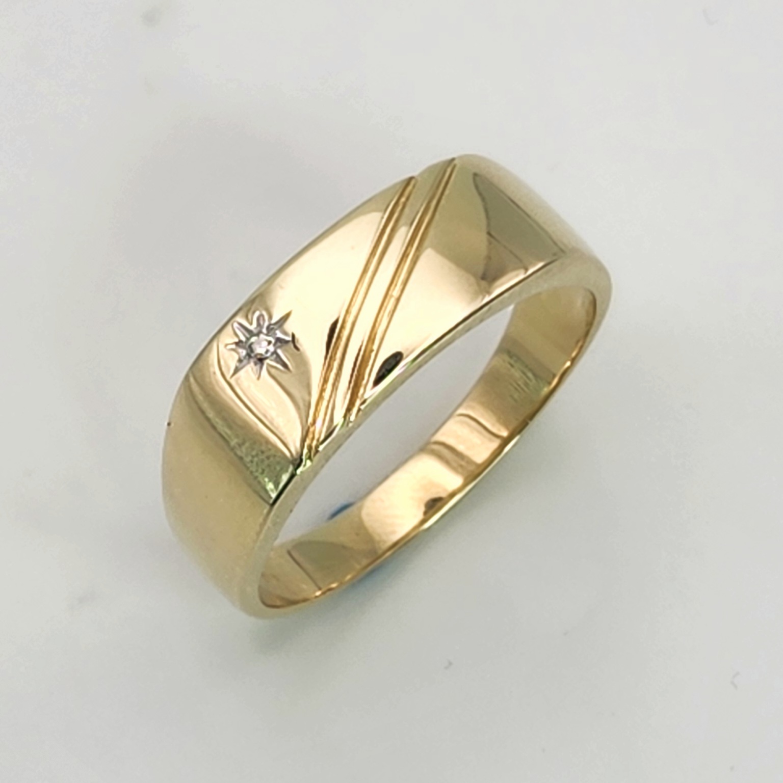 9ct Yellow Gold Gents Diamond Ring Gold Rings, Men's Gold Rings 