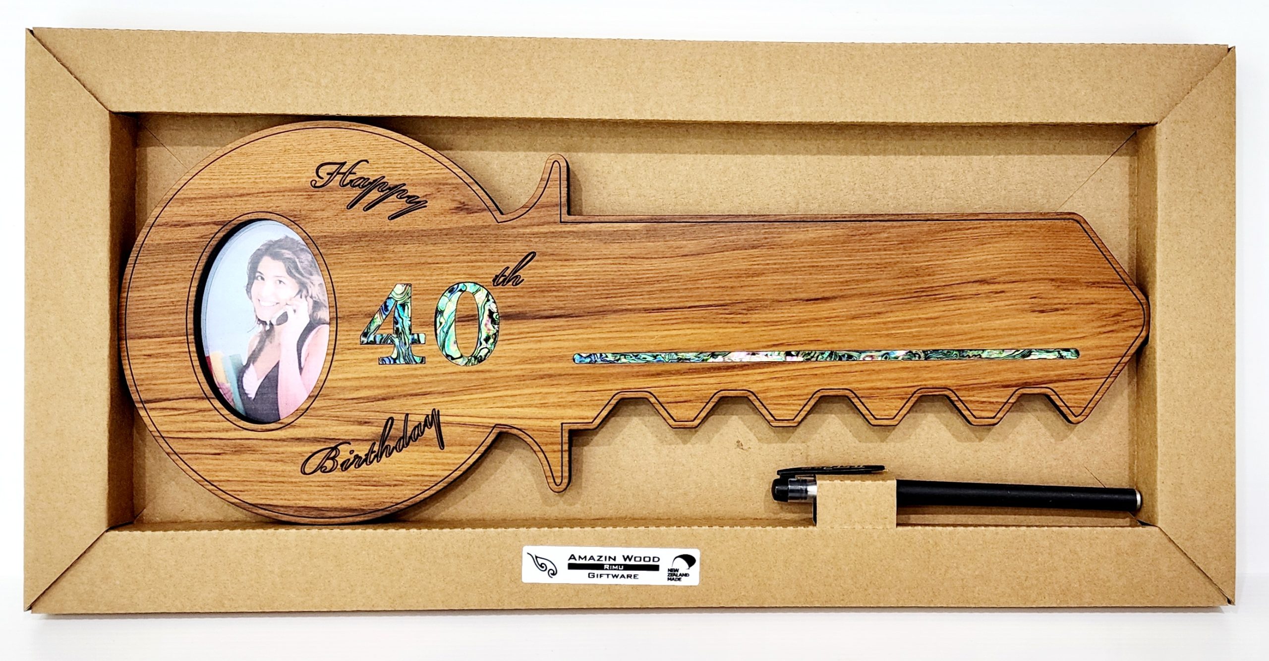 40th Key with Paua Inlay & Oval Picture Frame 21st Keys 