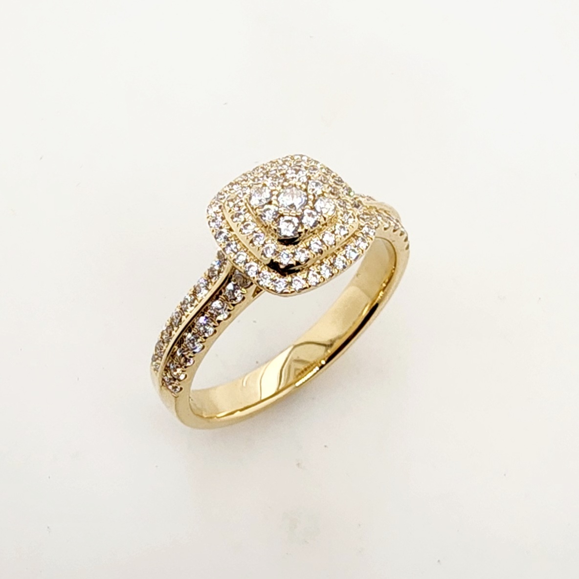 9ct Yellow Gold Cubic Zirconia Cluster Double Halo Ring Gold Rings 