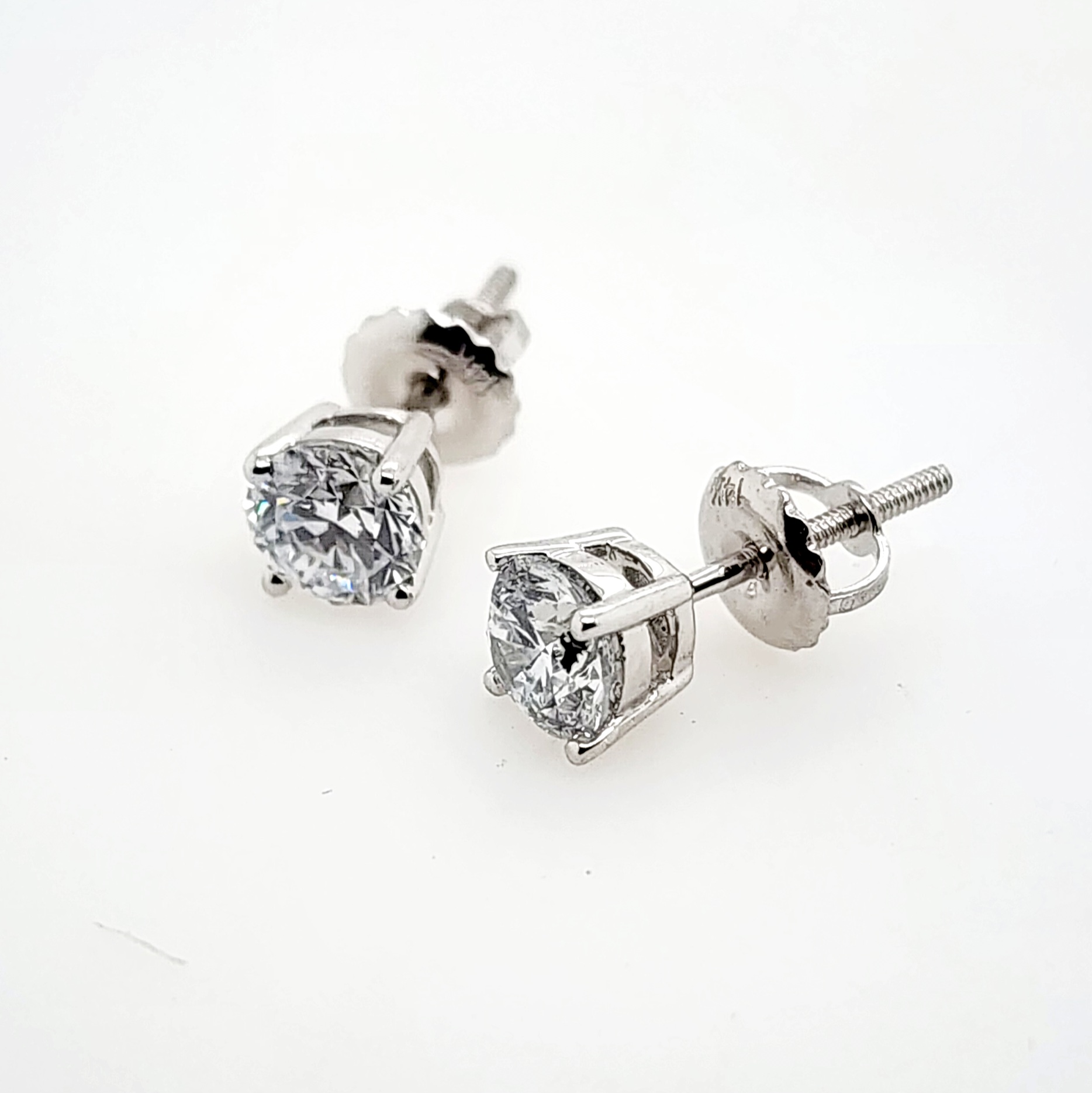 1.00ct TDW Lab Grown Diamond Studs with 4 Claw Setting in 14ct White Gold Gold Earrings 