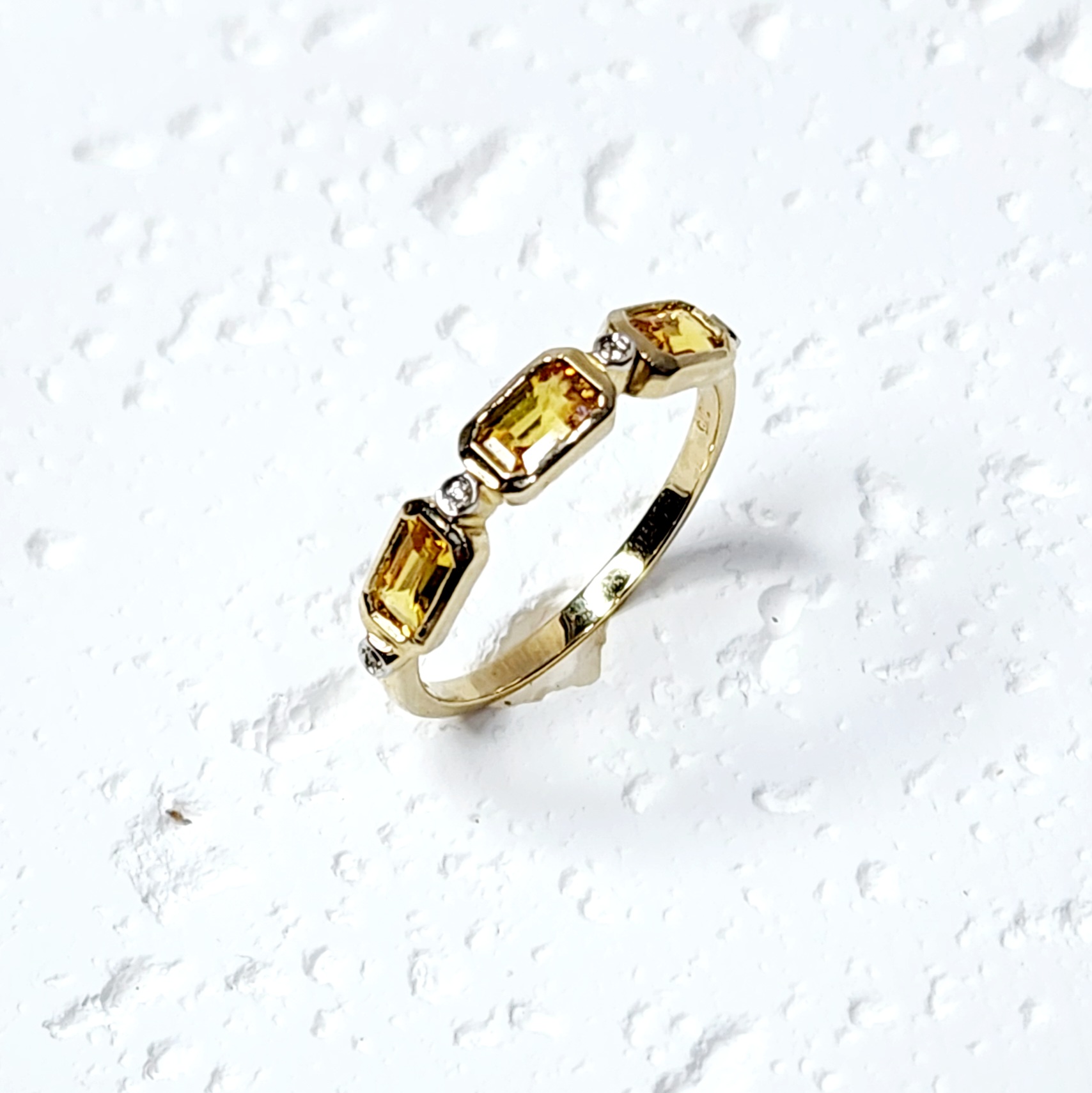 9ct Yellow Gold Dress Ring with 1.15ct Yellow Sapphire and 0.02ct Diamond Setting Gold Rings 